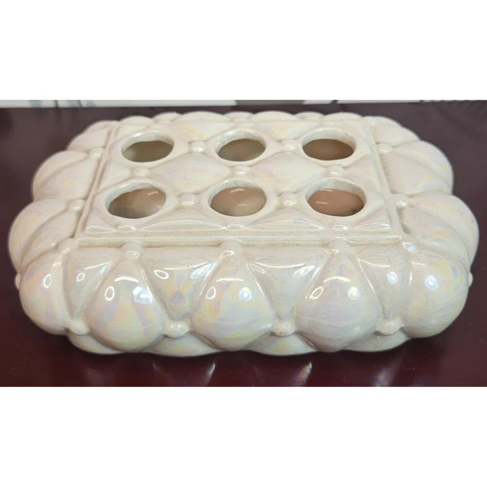 Vintage Opalescent Ceramic 6 Compartment Lipstick Holder